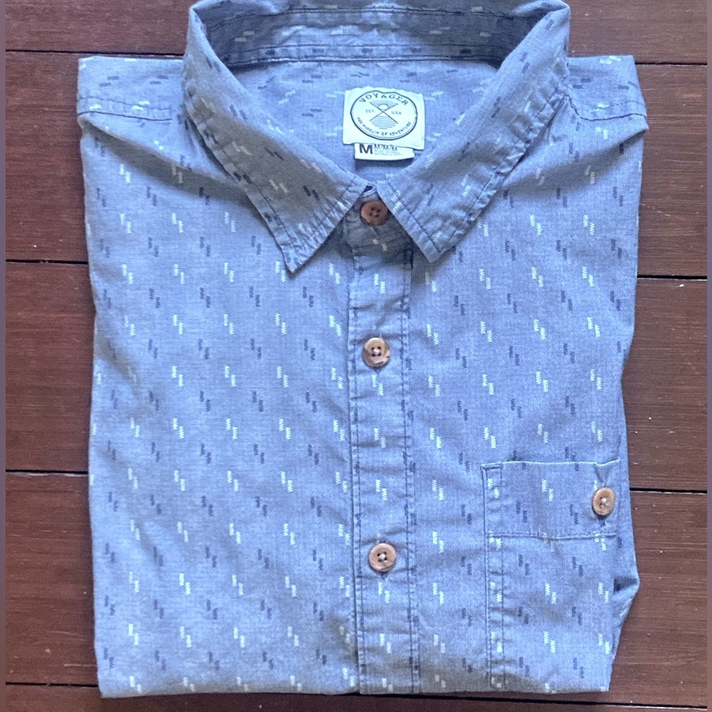 Voyager Men’s Button Down Shirt - Pattern Blue